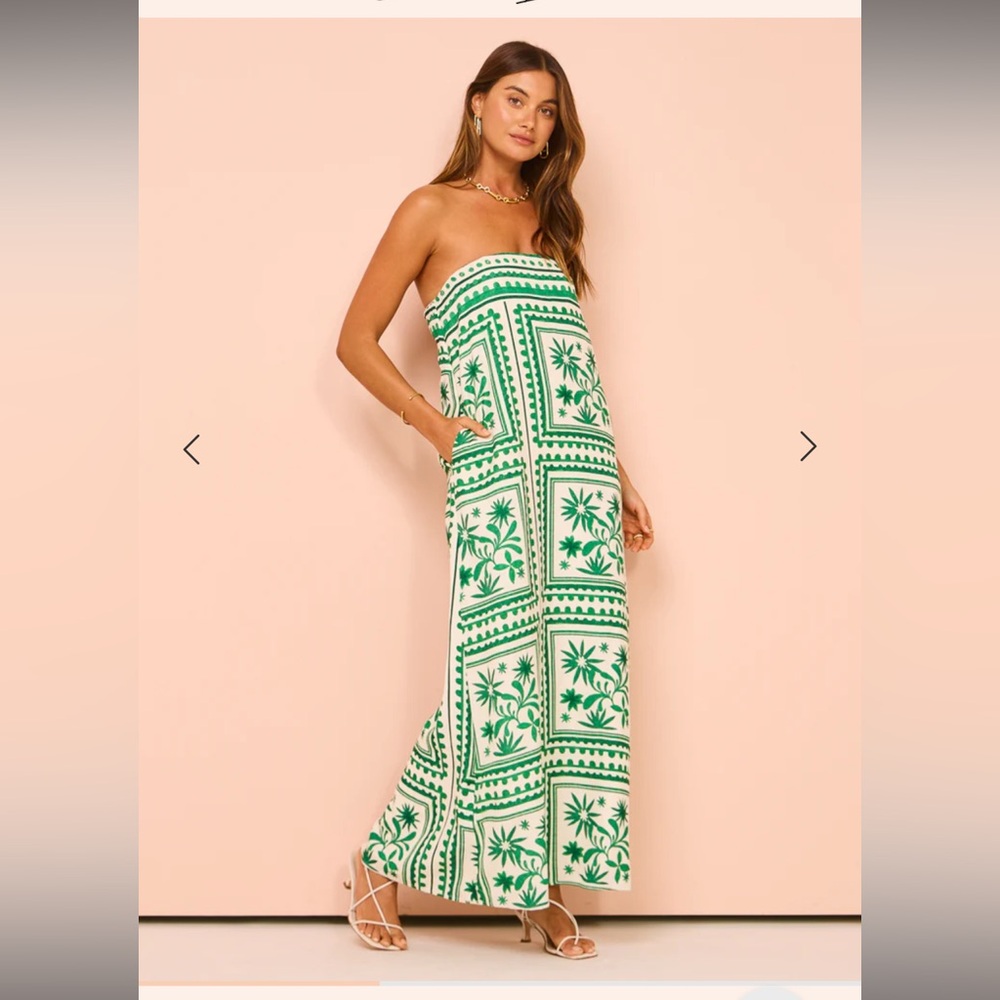 Mon Renn Losas Maxi Dress In Emerald Tile